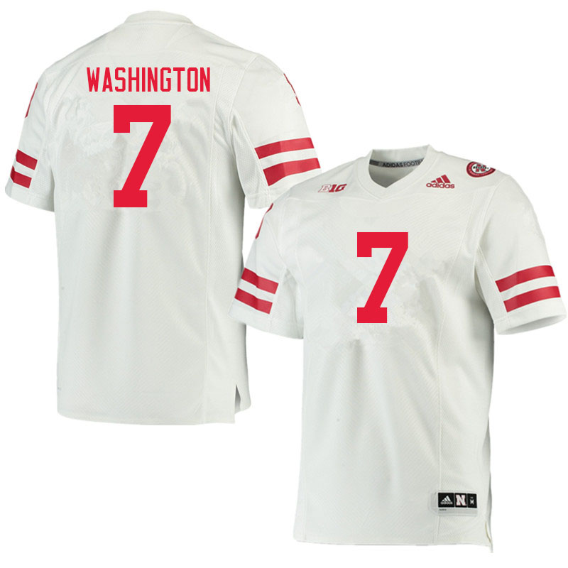 Men #7 Marcus Washington Nebraska Cornhuskers College Football Jerseys Sale-White